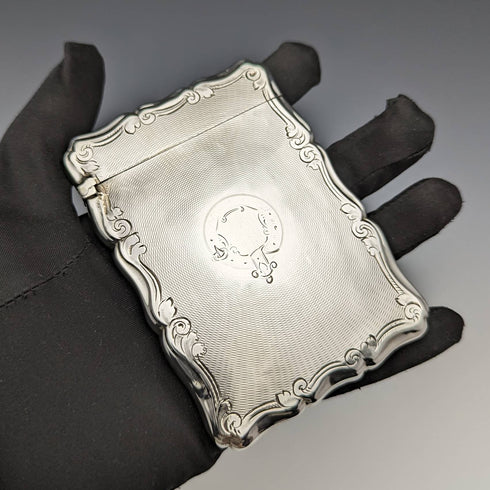 1855年 英国アンティーク 純銀製カードケース 55g Nathaniel Mills